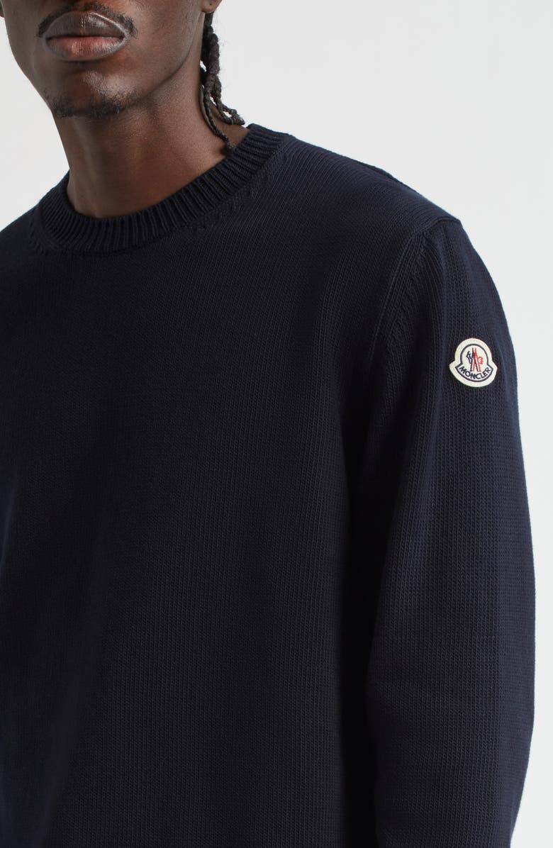 Moncler Cotton Crewneck Sweater, Alternate, color, Night Sky