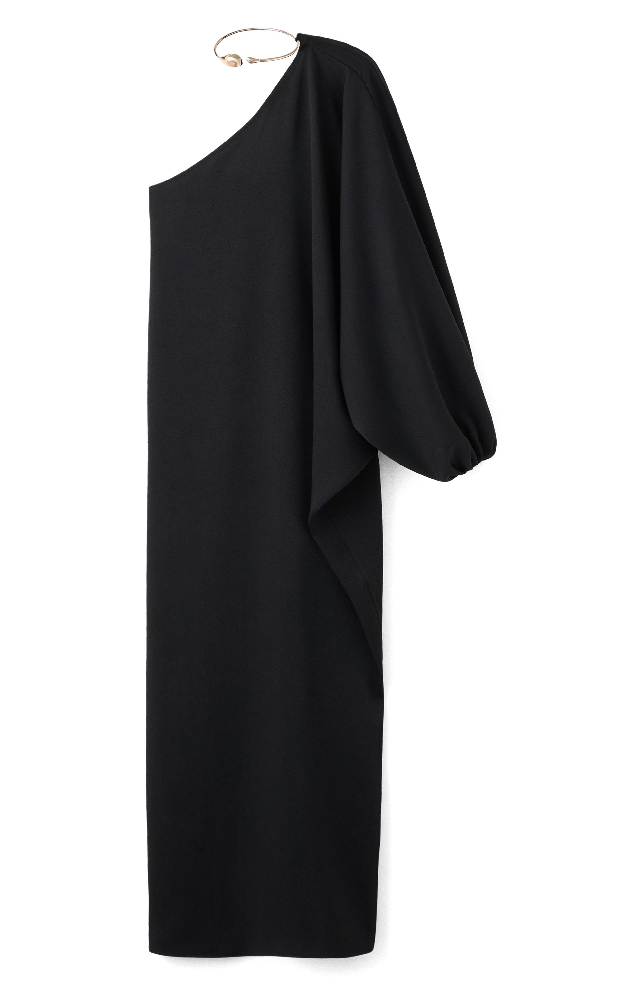 long sleeve one shoulder maxi dress Keep It Interesting Black Cutout One-Shoulder Maxi Dress