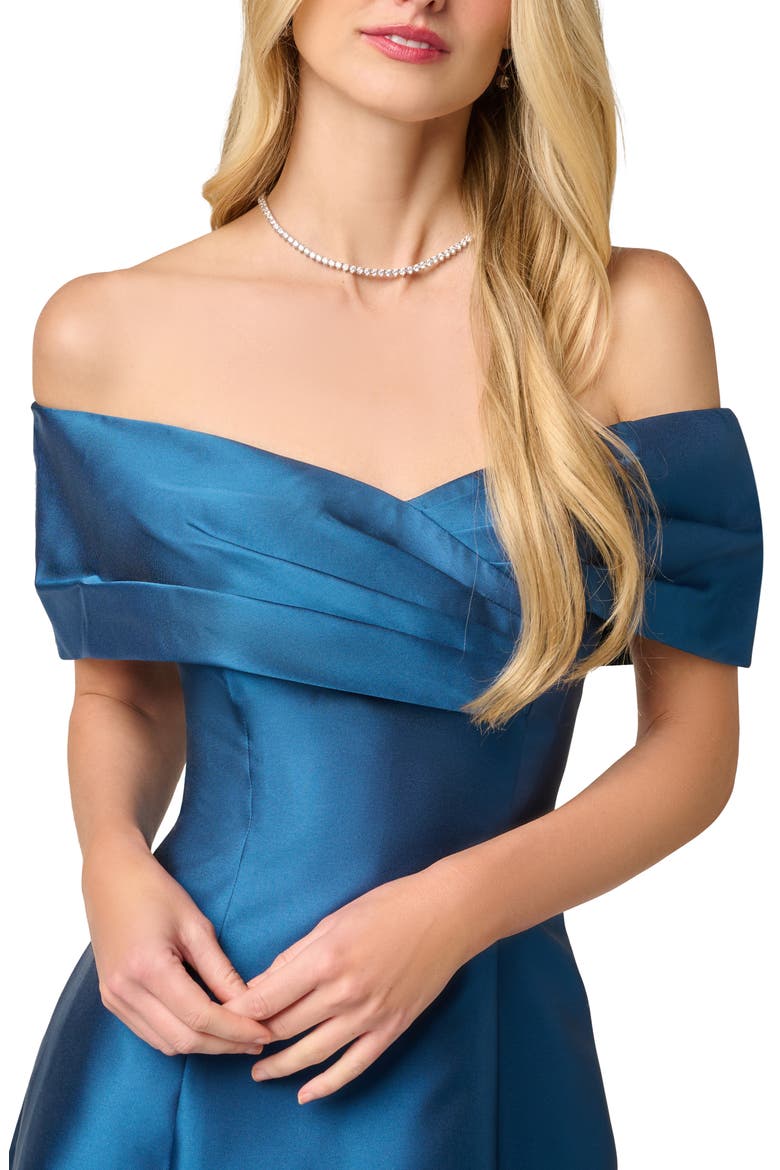 Off the Shoulder Mikado Gown, Alternate, color, TWILIGHT RIVER