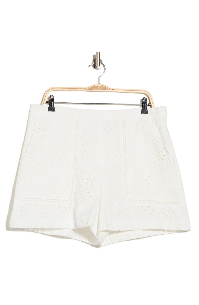 JASON WU Embroidered Eyelet Cotton Shorts, Main, color, White