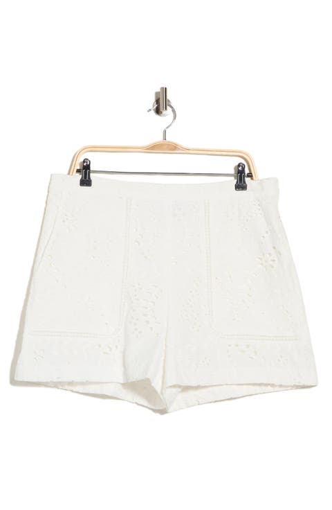Embroidered Eyelet Cotton Shorts