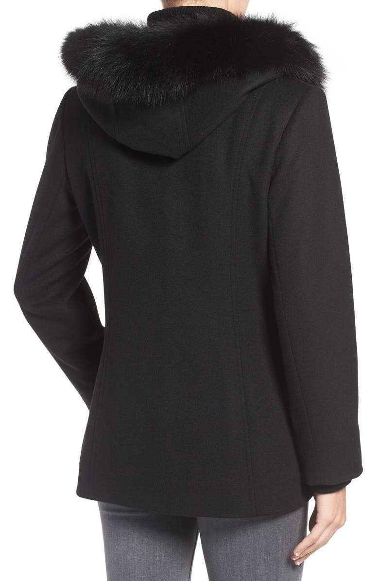 George Simonton Wool Blend Duffle Coat with Genuine Fox Fur Trim, Alternate, color,