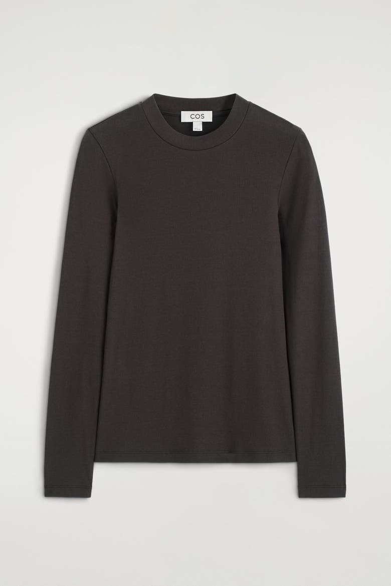 Crepe-Jersey Long-Sleeved T-Shirt, Alternate, color, BROWN