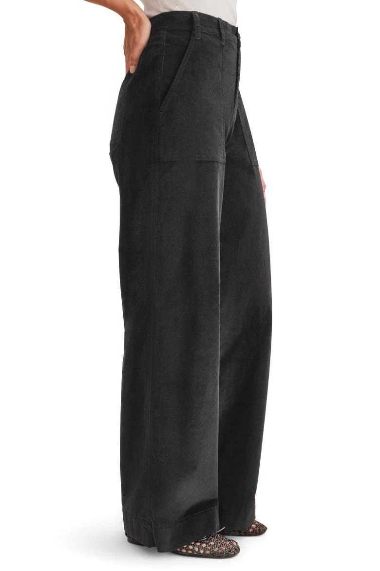Colette Patch Pocket Wide Leg Corduroy Pants, Alternate, color, BLACK
