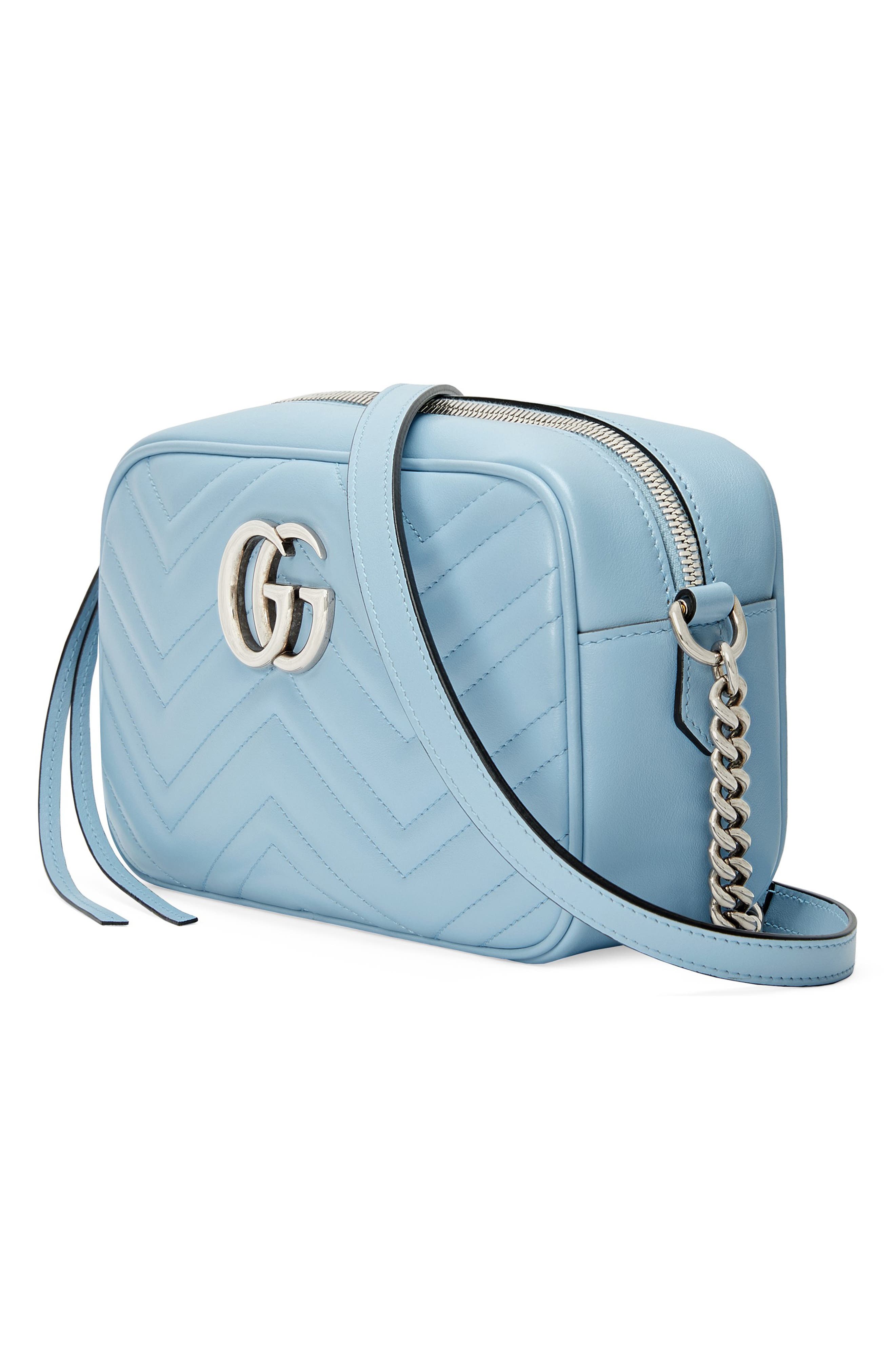 Small GG 2.0 Matelassè Leather Camera Bag, Alternate, color, PORCELAIN LIGHT BLUE