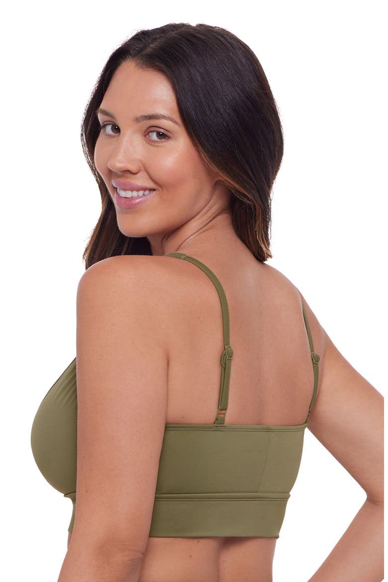 Supportive and Sculpting Banded Plunge V-Neck Bralette Swimsuit Top, Alternate, color, Eucalyptus