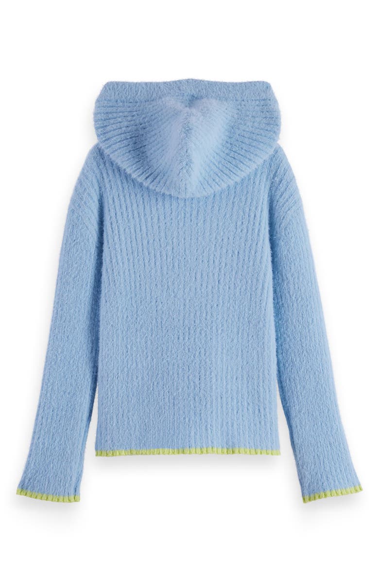 Scotch & Soda Kids' Textured Rib Knit Hoodie, Alternate, color, Cerulean