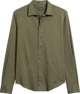 Emporio Armani Solid Cotton Piqué Button-Up Shirt
