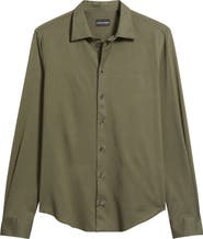 Emporio Armani Solid Cotton Piqué Button-Up Shirt