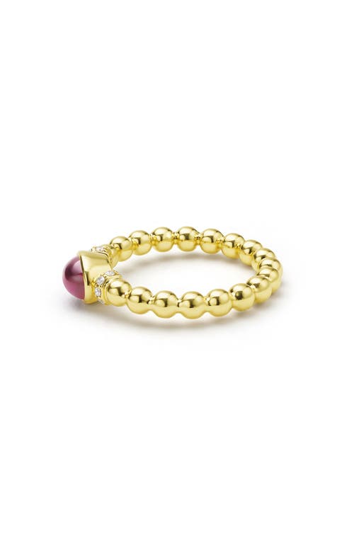 Lagos Rhodolite Garnet & Diamond Caviar Ring In Gold