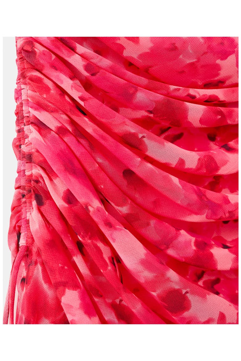 Floral Print Asymmetric Dress, Alternate, color, RED
