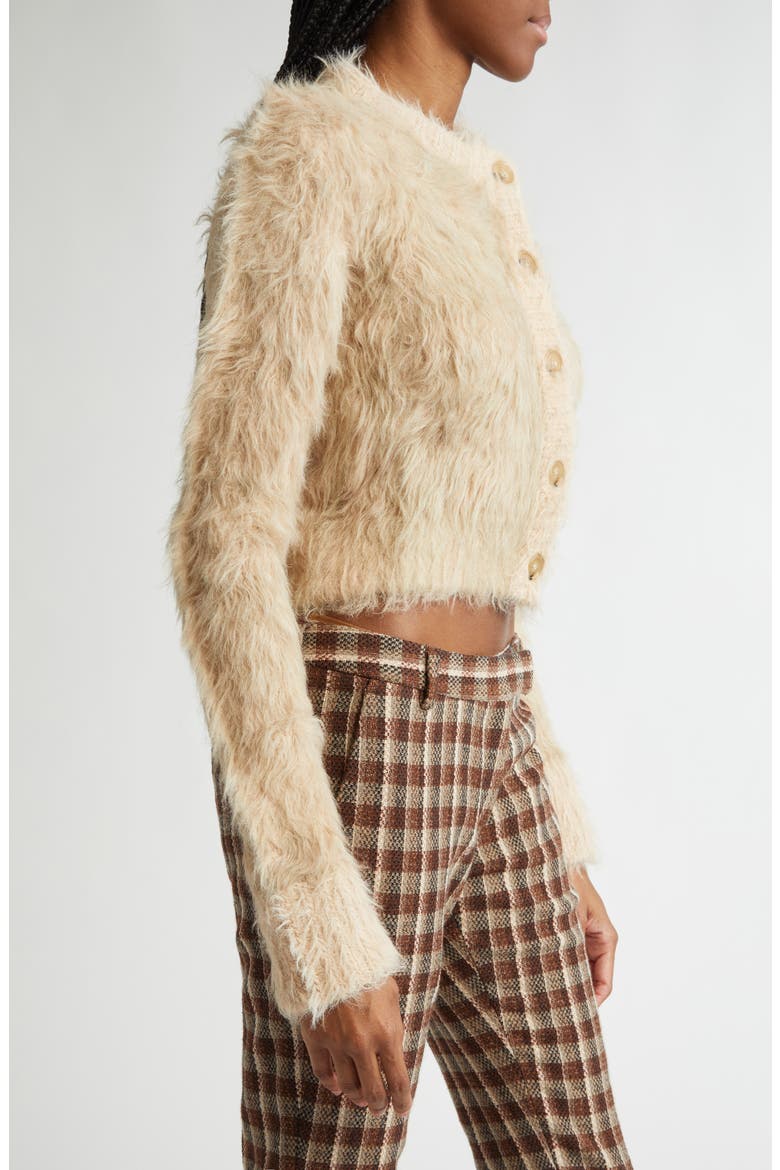 Kradi Fuzzy Crop Cardigan, Alternate, color, BEIGE AEK