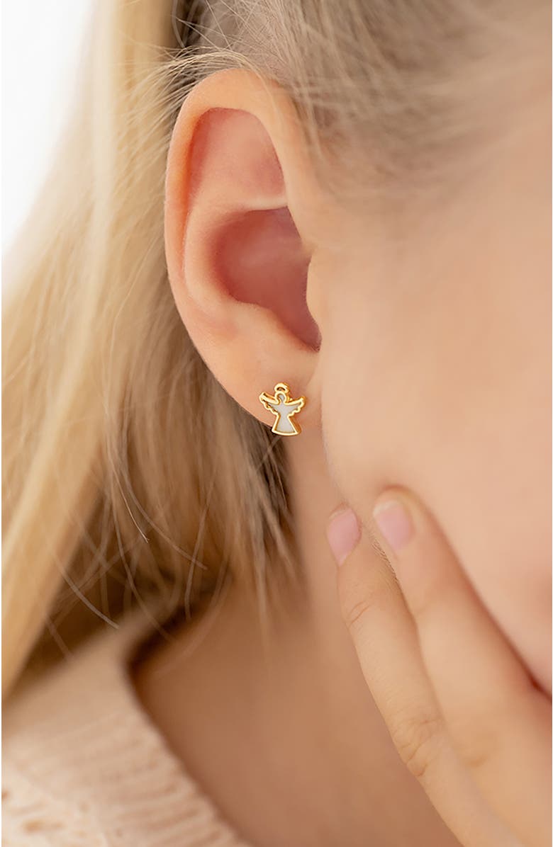 In Season Jewelry 14k Mother of Pearl Angel Earrings, Alternate, color, White