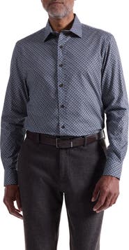 Bugatchi Julian Shaped Fit Neat Cotton Button-Up Shirt