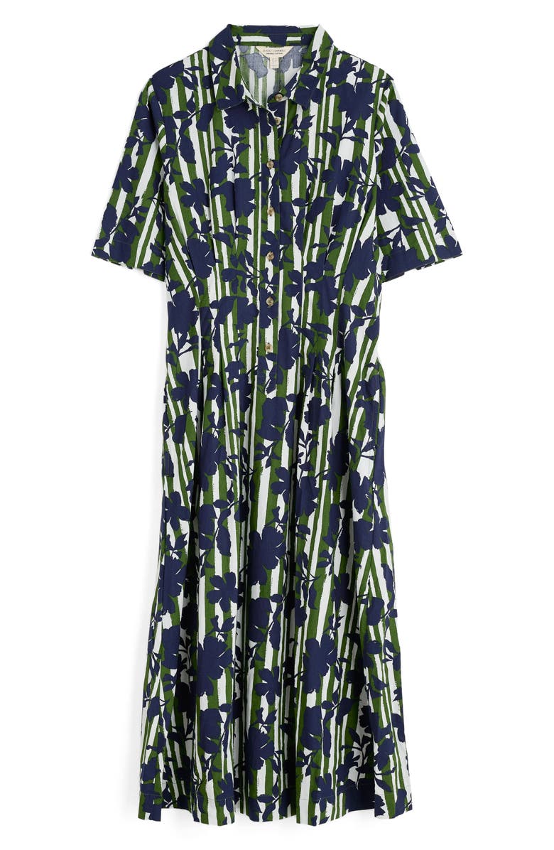 Seasalt Cornwall Wild Liquorice Organic Cotton Midi Shirtdress, Alternate, color, Camellia Stripe Forest Green