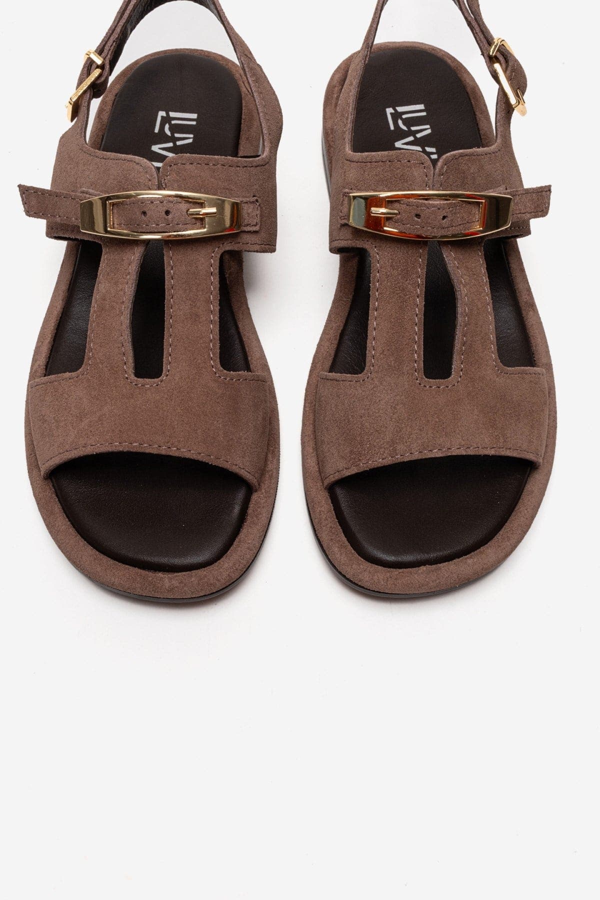 Auren Leather Buckle Sandal, Alternate, color, Mink Suede