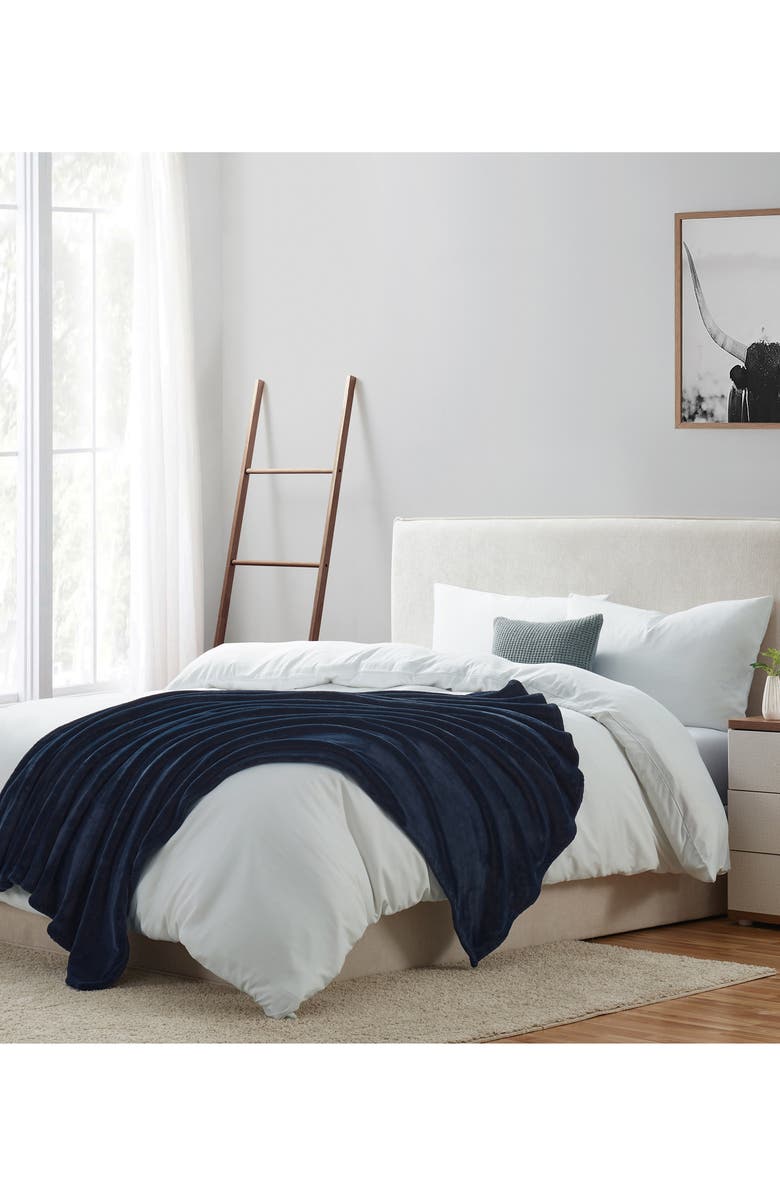 BROOKSTONE Nap Plush Throw Blanket, Alternate, color, Pageant Blue