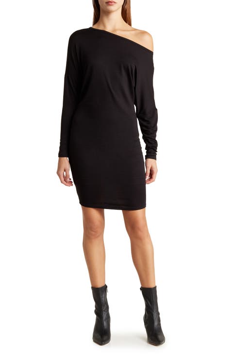 One-Shoulder Long Sleeve Jersey Dress