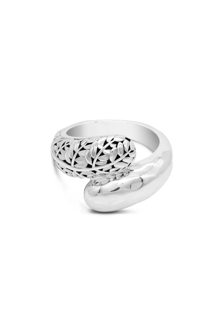 Sterling Silver Bali Leaf Bypass Ring, Main, color, SILVER