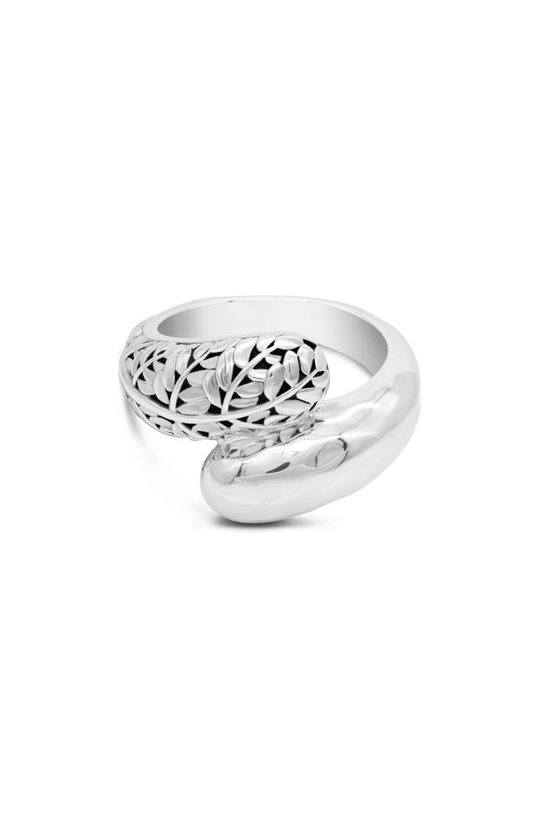 DEVATA Sterling Silver Bali Leaf Bypass Ring, Main, color, 