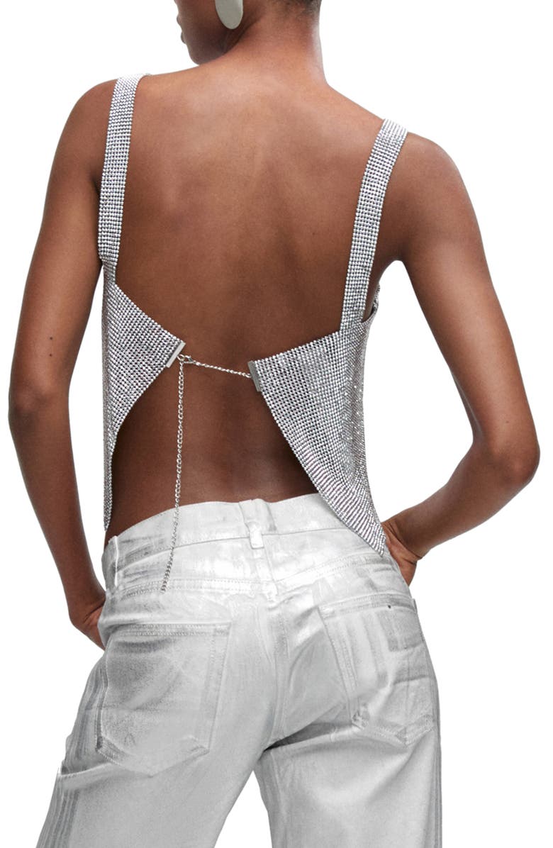 MANGO Rhinestone Mesh Crop Tank, Alternate, color, 