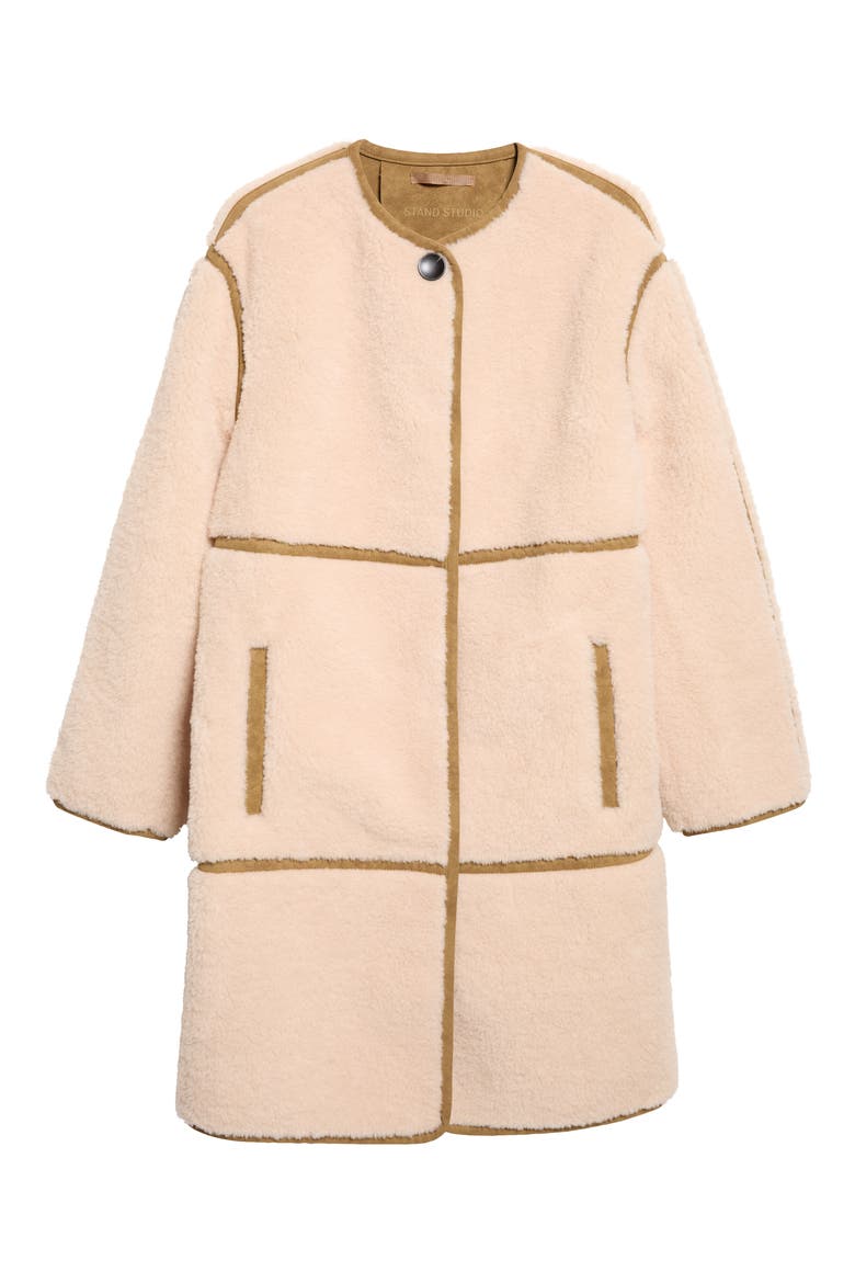 Marie Faux Shearling Coat, Alternate, color, BEIGE/ HAZEL