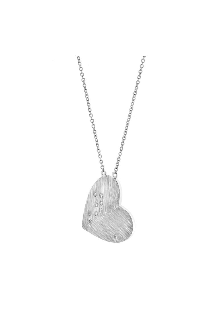 Aether Scattered Diamond Studded Heart Disc Pendant in 14K Gold, Alternate, color, 14K White Gold