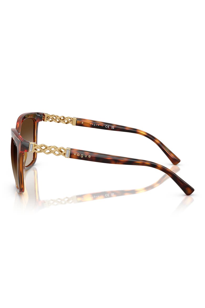 55mm Polarized Gradient Square Sunglasses, Alternate, color, DARK HAVANA