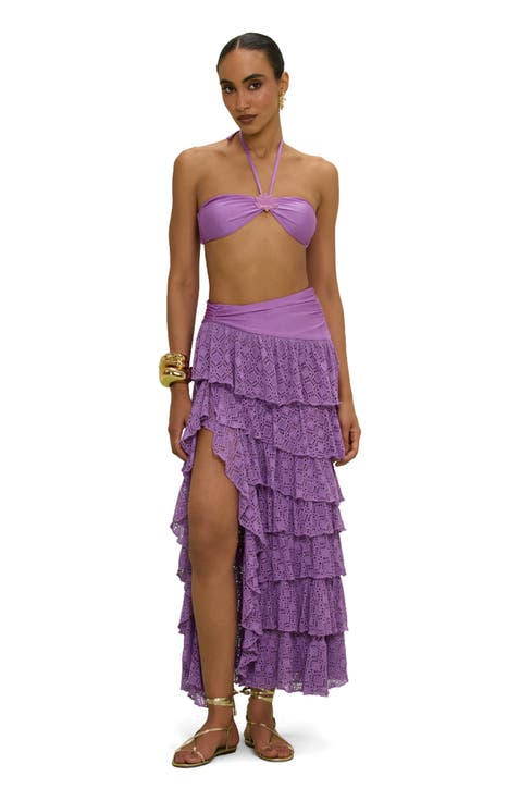 Martina Lycra Ruffle Maxi Skirt