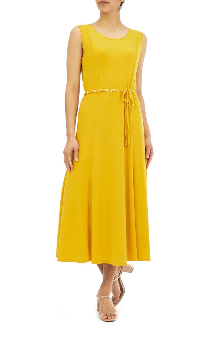 Sleeveless Sylvia Chain Belt Dress, Main, color, GOLDEN YELLOW