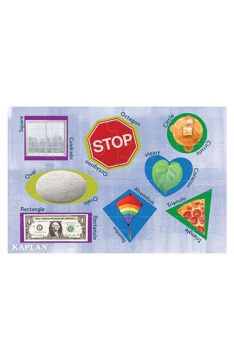 Kaplan Early Learning Company Shapes - Las Formas - Bilingual Floor Puzzle - 24 Pieces, Main, color, Blue