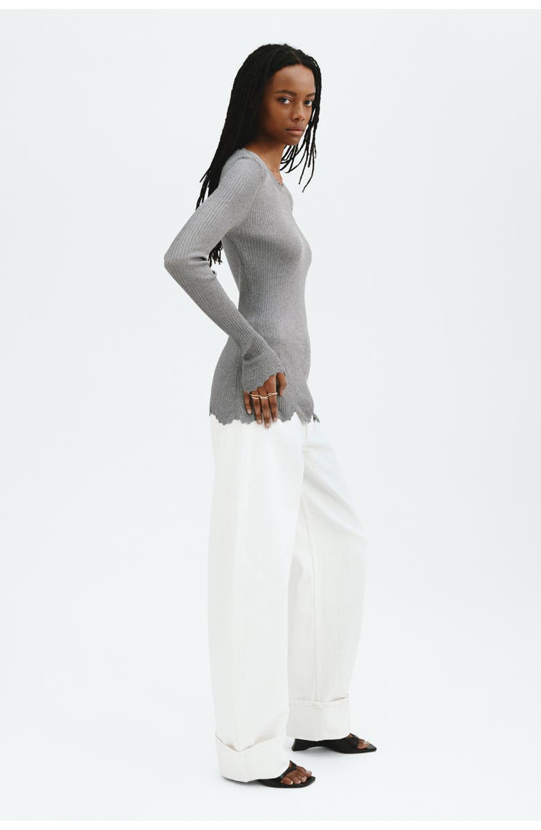 H&M Glittery Viscose Top, Alternate, color, Gray
