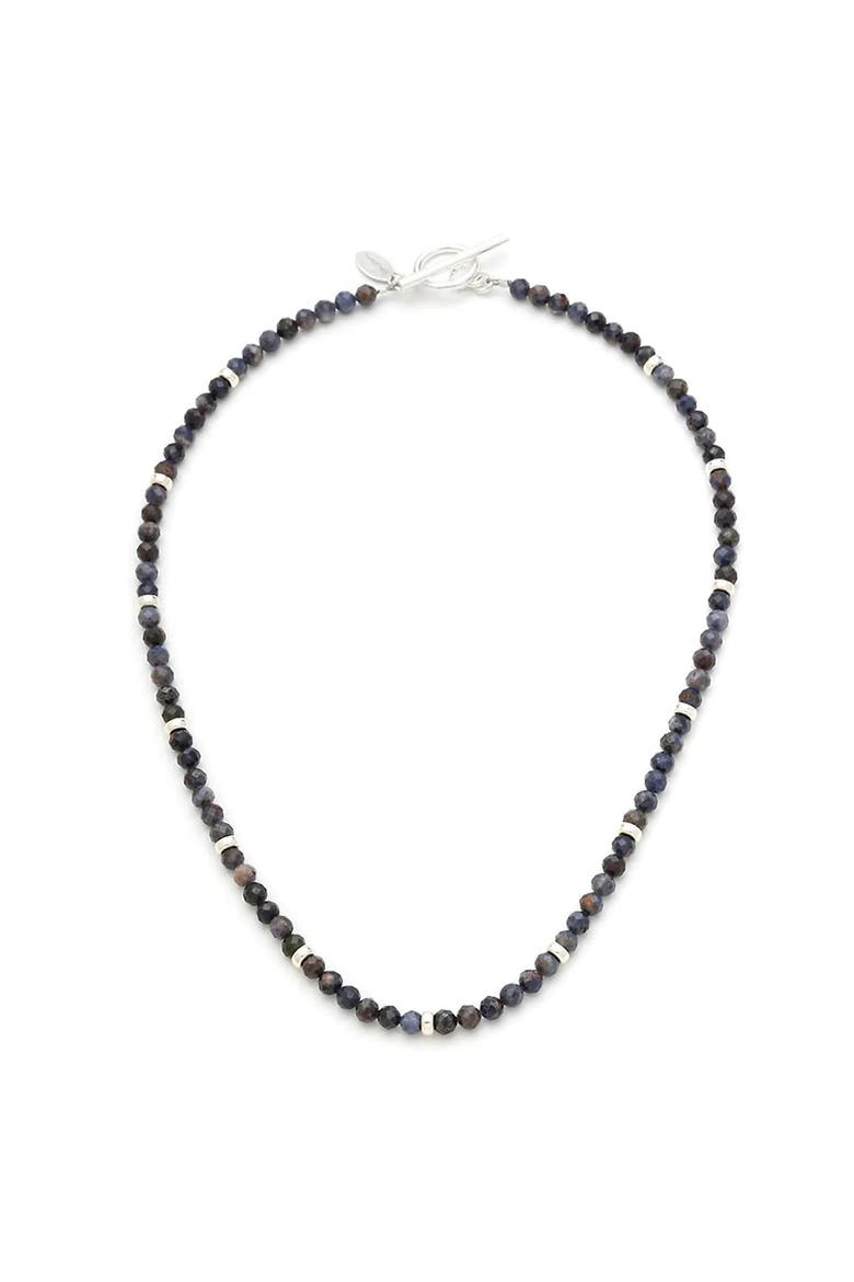 Gemstone Beaded Necklace With Sterling Silver Lobster Closure, Main, color, SAPPHIRE