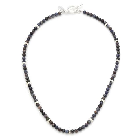 Gemstone Beaded Necklace With Sterling Silver Lobster Closure