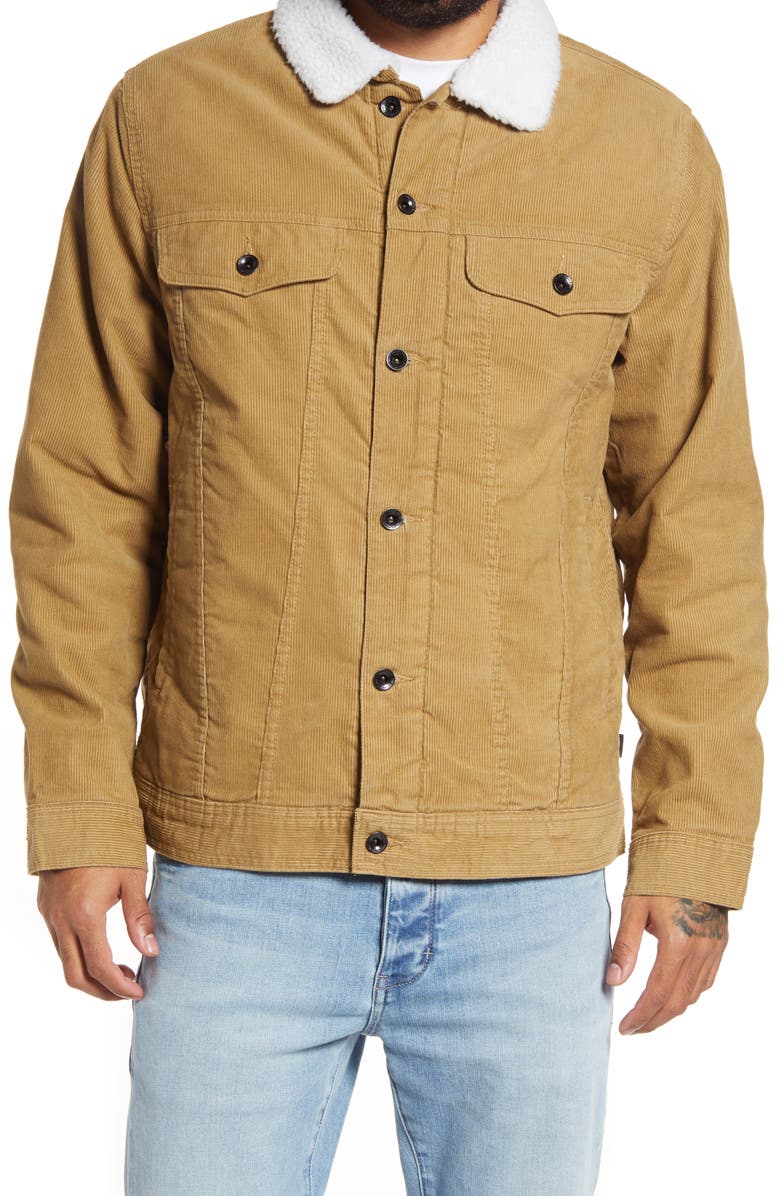 Vans Skylark II Cotton Corduroy & Faux Shearling Trucker Jacket, Alternate, color, 