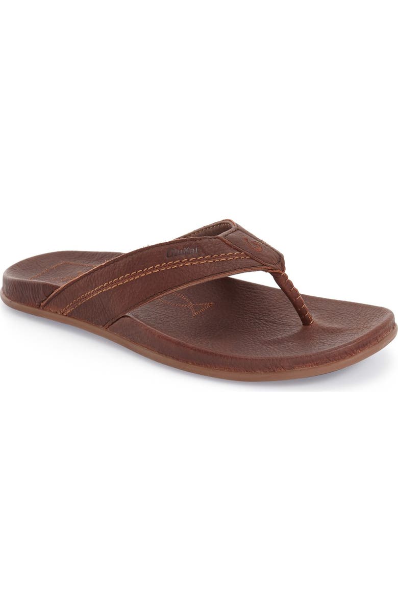 OluKai 'Mohalu' Flip Flop, Main, color, Teak/ Teak