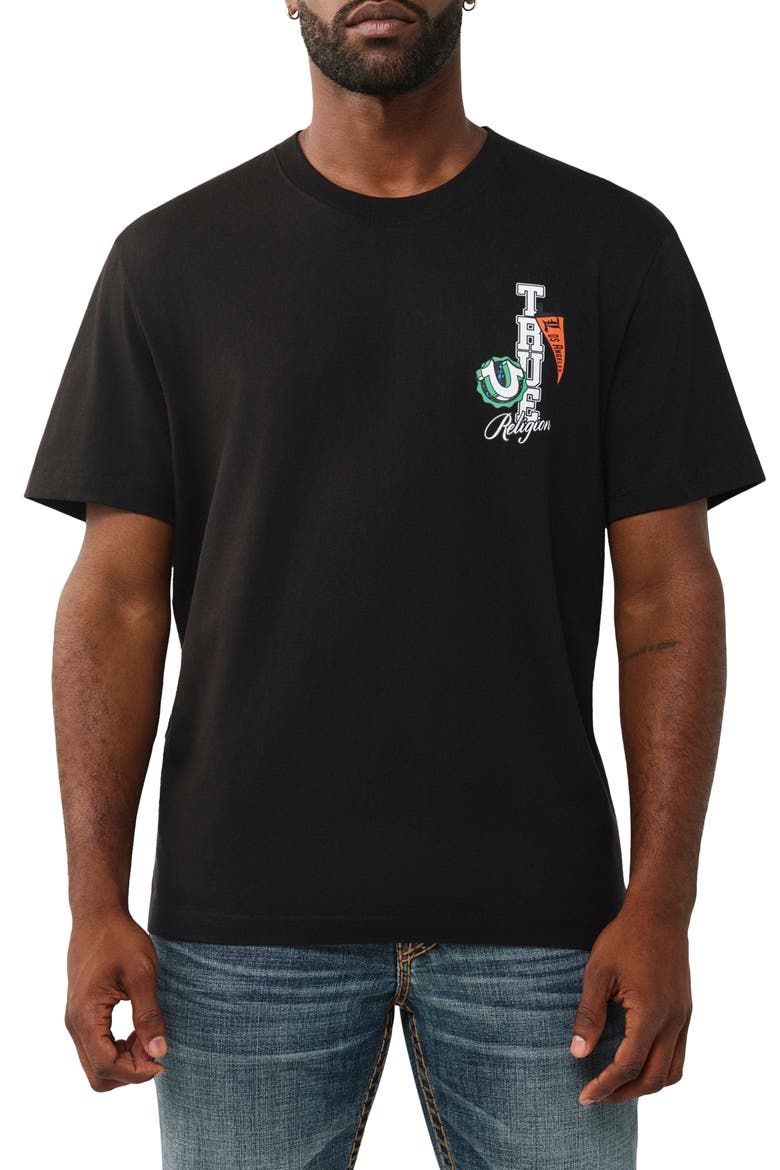 Pennants Graphic T-Shirt, Main, color, JET BLACK