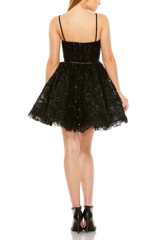 Mac Duggal Beaded Strap Bustier Sequin Mini Dress In Black