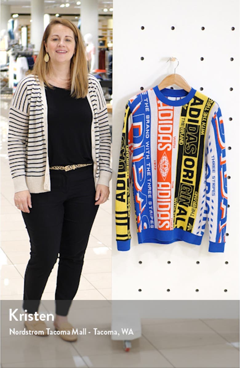 Intarsia Knit Logo Graphics Crewneck Sweater, sales video thumbnail