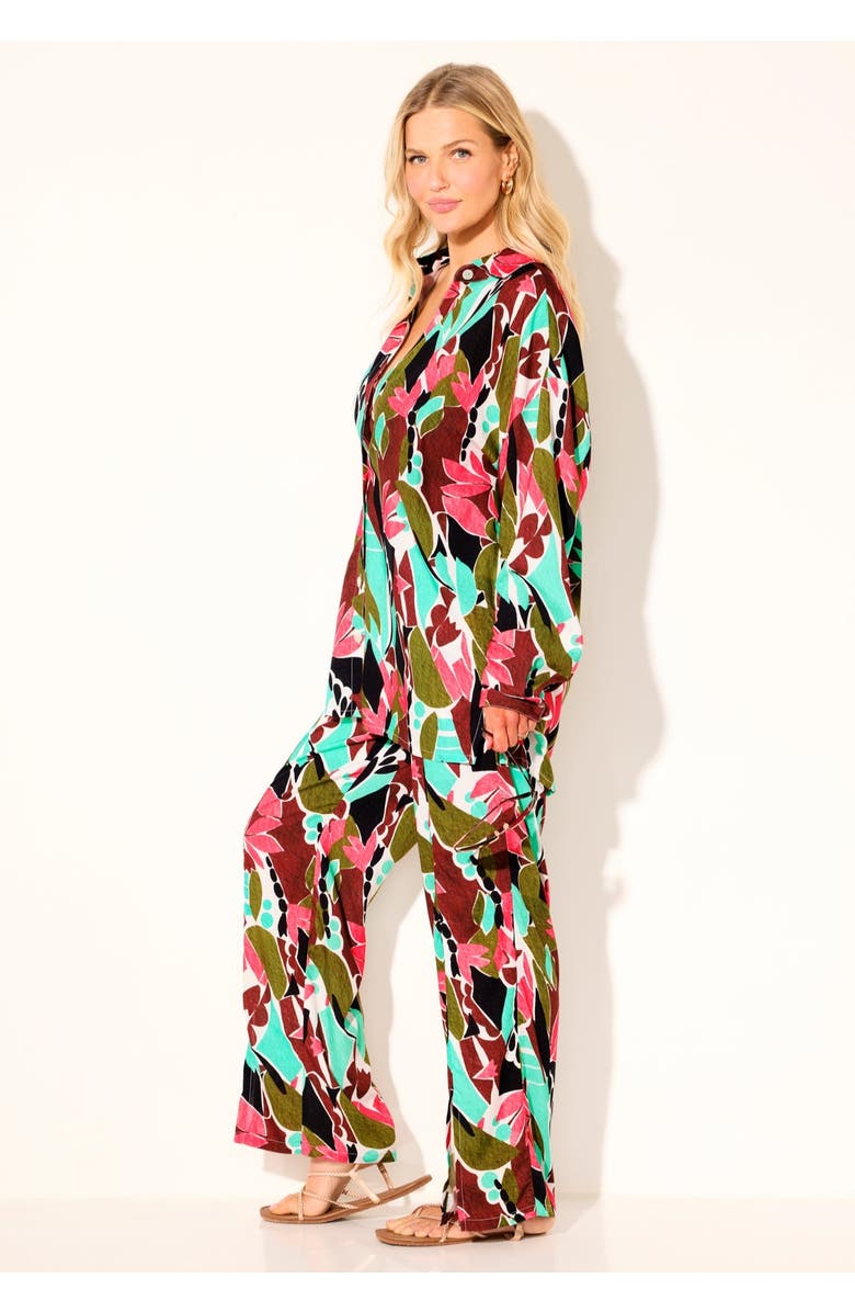 Swimsuits for All Oversized Buttondown Lounge Cover Up Shirt, Alternate, color, Abstract Island