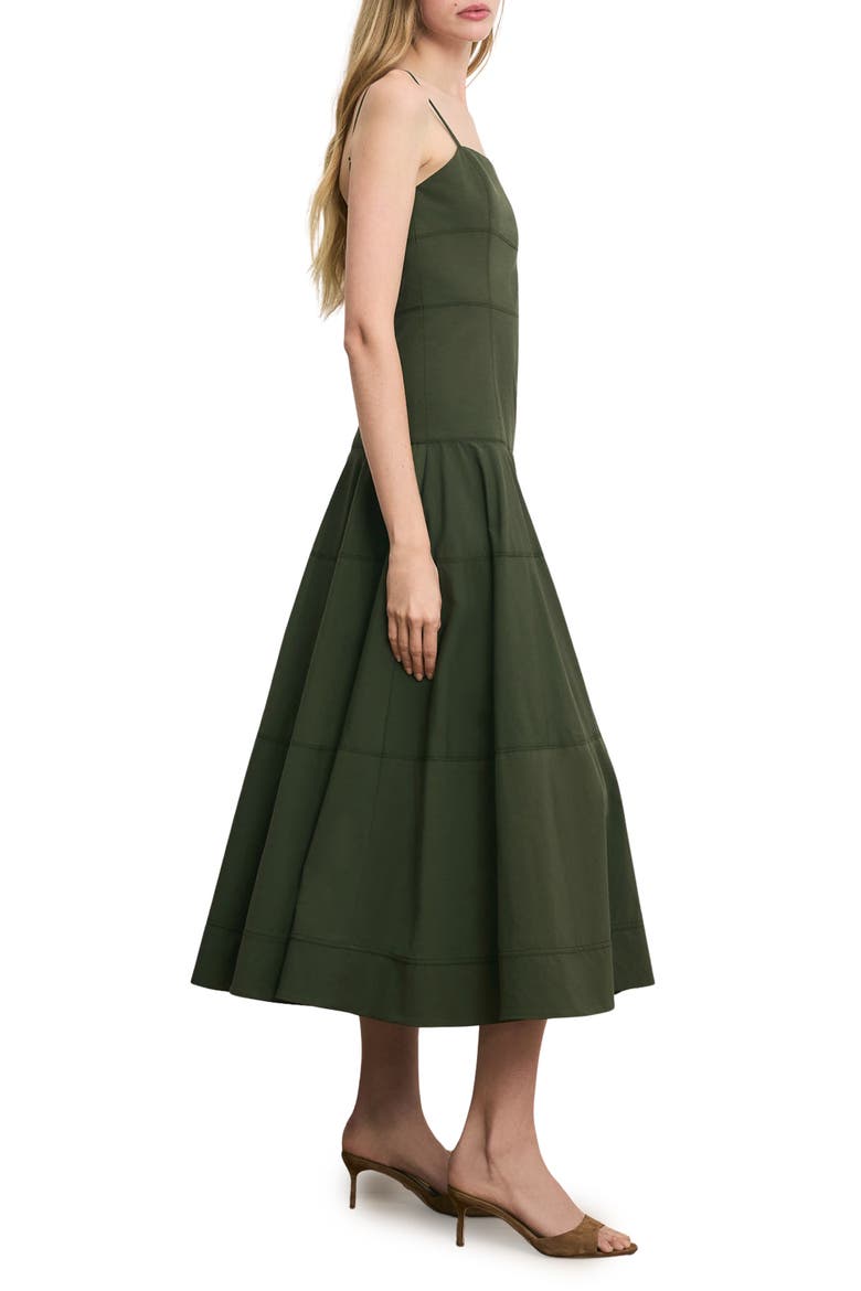 Ilona Topstitch Detail Cotton Blend Dress, Alternate, color, ARMY