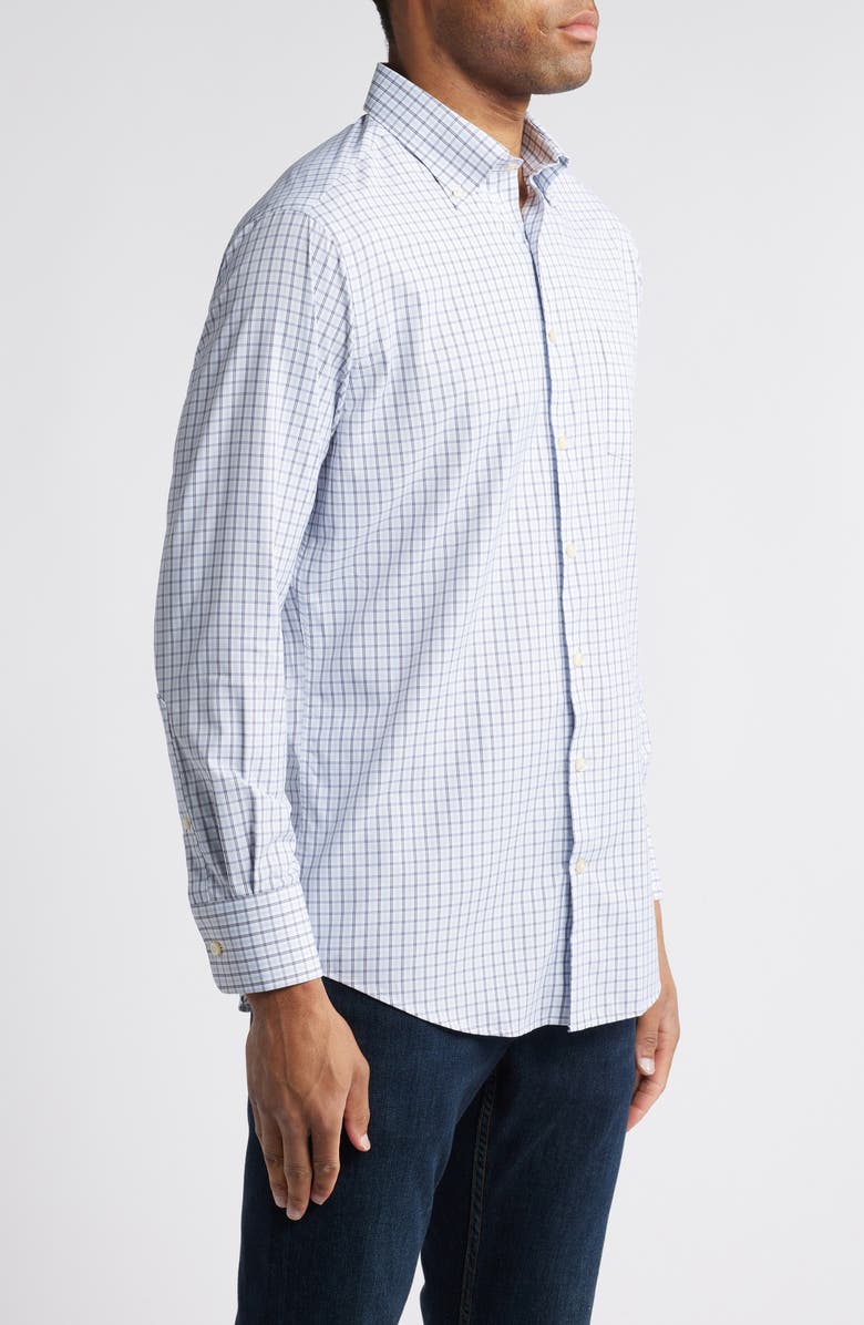 Peter Millar Hamilton Check Performance Button-Down Shirt, Alternate, color, Morning Blue