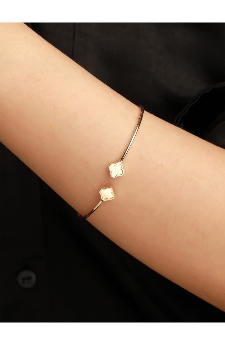 DEVATA Double Clover Bangle Bracelet in 14K Gold, Alternate, color, Yellow Gold
