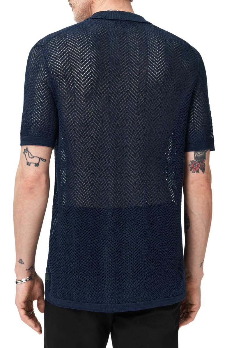 John Varvatos Ginsberg Herringbone Cotton Blend Sweater, Alternate, color, Deep Blue