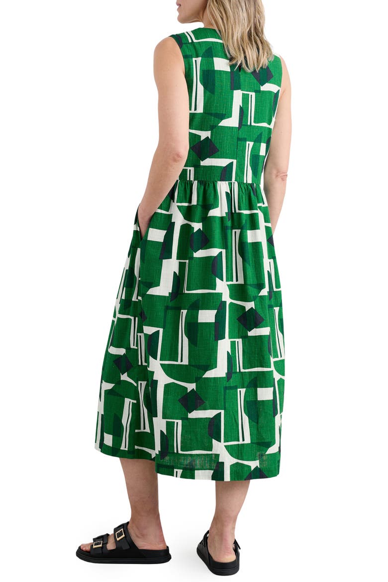 Brouse Geo Print Sleeveless A-Line Dress, Alternate, color, PAPER FORMS ISLAND