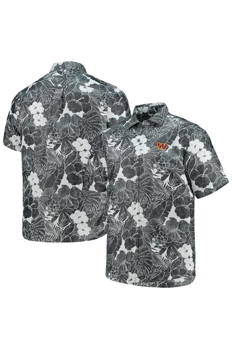 Men's Tommy Bahama Black Washington Commanders Coconut Point Playa Floral IslandZone Button-Up Shirt, Alternate, color, Black