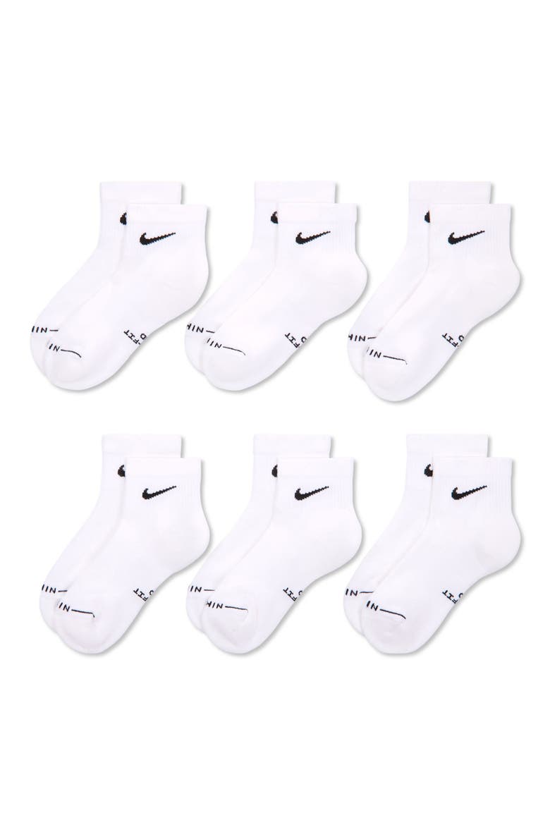 Assorted 6-Pack Dri-FIT Cushioned Quarter Socks, Main, color, WHITE/ BLACK