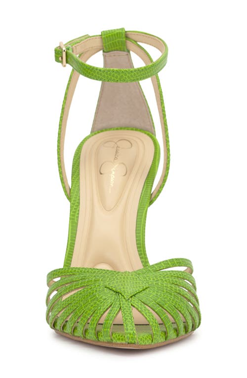 Jessica Simpson Paveri Ankle Strap Pointed Toe Pump In Lizard Green