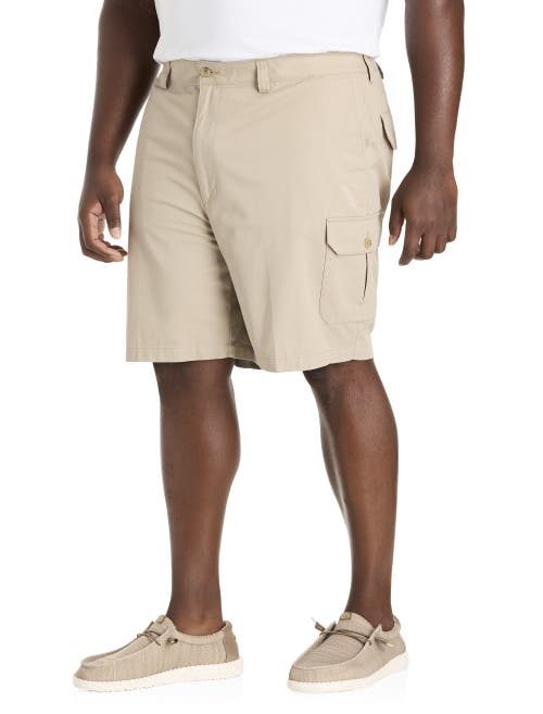 Harbor Bay By Dxl Big & Tall Continuous Comfort Cotton Cargo Shorts In Khaki