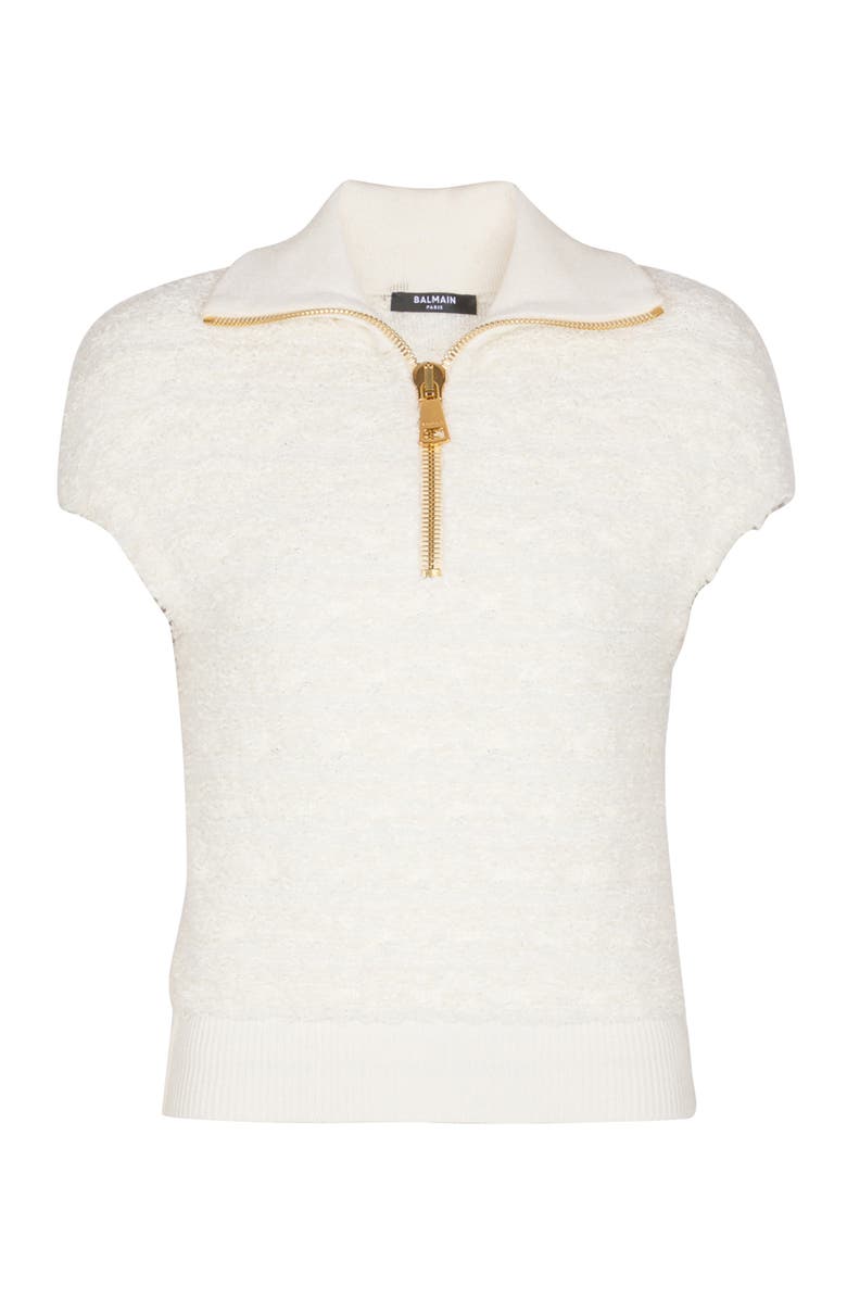 Balmain Tweed Top, Alternate, color, Beige